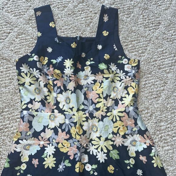 LOFT Outlet Womens Sundress Easter Blue Floral  Cotton Lined  Sundress Size 0P - Picture 2 of 3